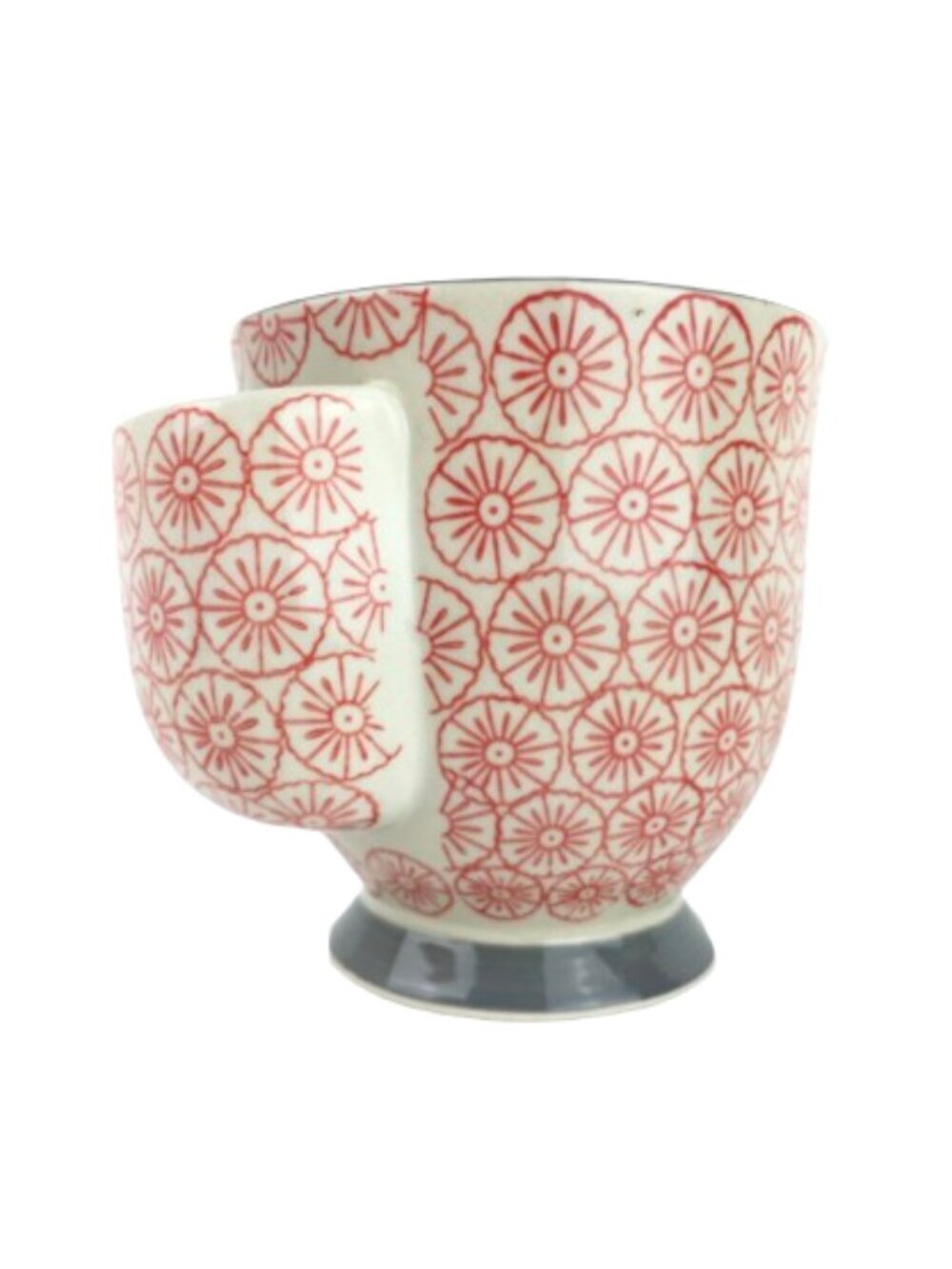 Creative Co-op 4" Hand-Stamped Stoneware Mug with Bag Holder Set of 2 NWT